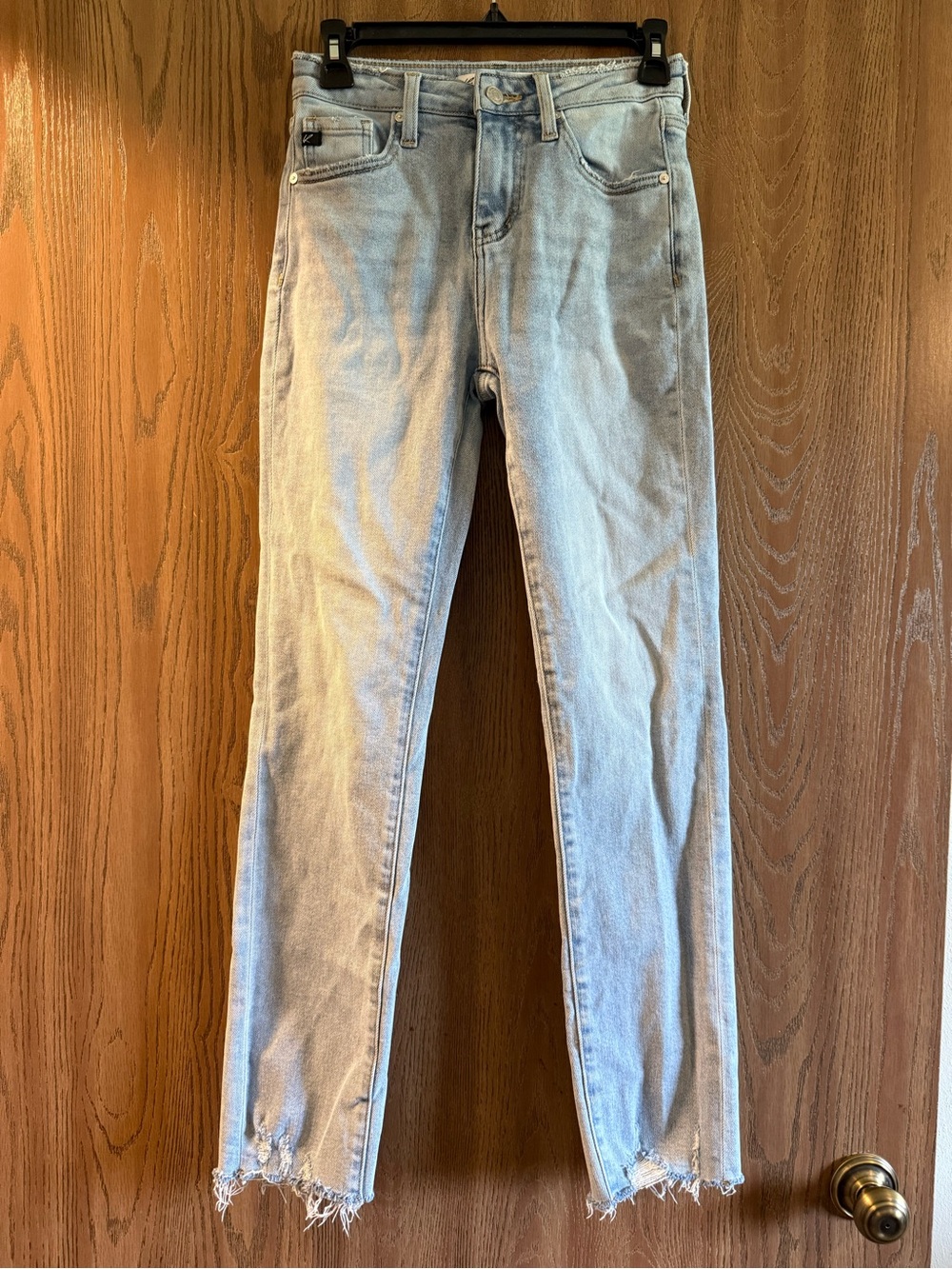 Maurices kancan Light Blue Skinny Jeans with Frayed Hem